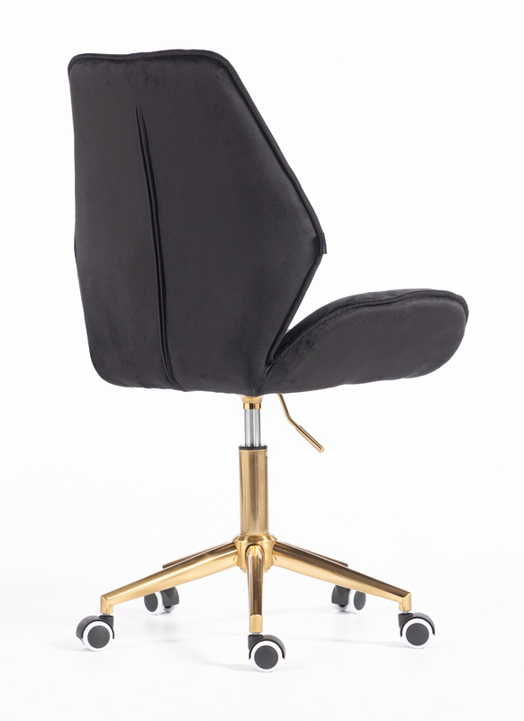 HR350K Scaun Neagră din Catifea Bază Aurie
