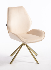 HR350 BAZĂ STEA Scaun Crem din Catifea Bază Aurie