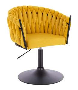 HR750N Scaun Galbenă din Catifea cu Bază Neagră