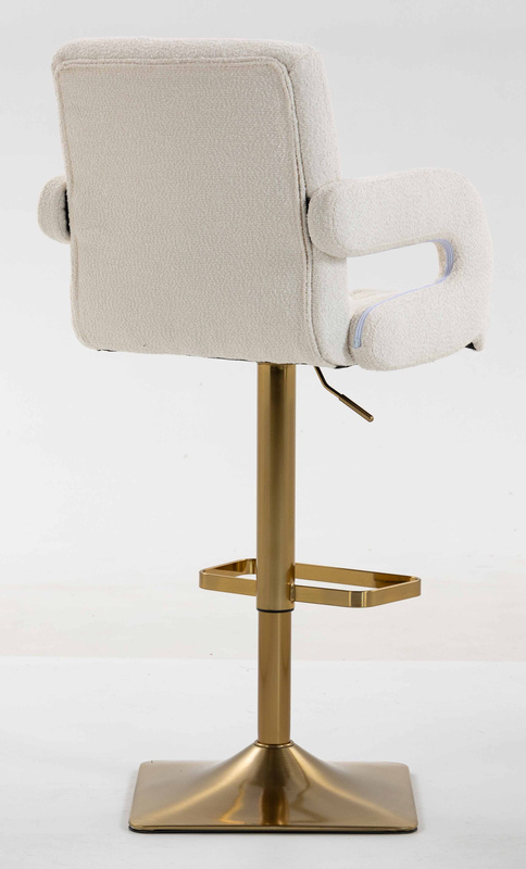 HR8404KW Scaun Crem Boucle cu Bază Aurie