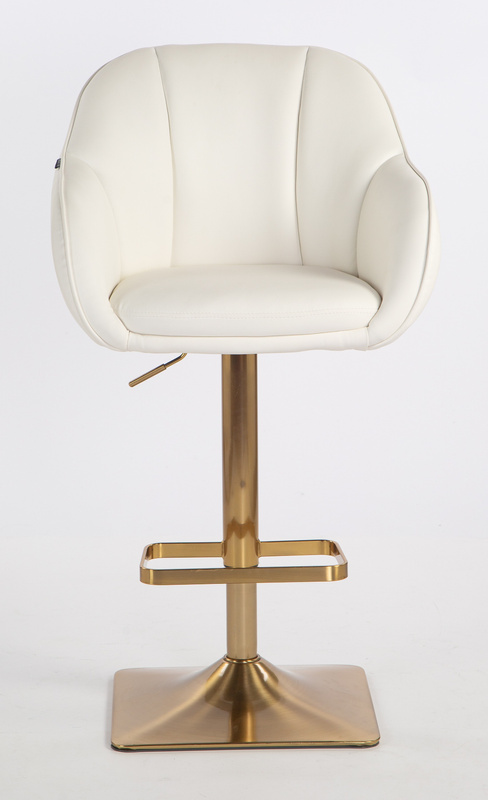 HR2055KW Scaun Alb din Piele Ecologica cu Bază Aurie