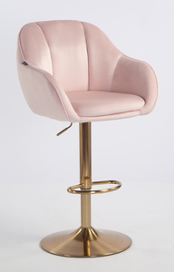 HR2055W Scaun Roz Pudra din Catifea cu Bază Aurie