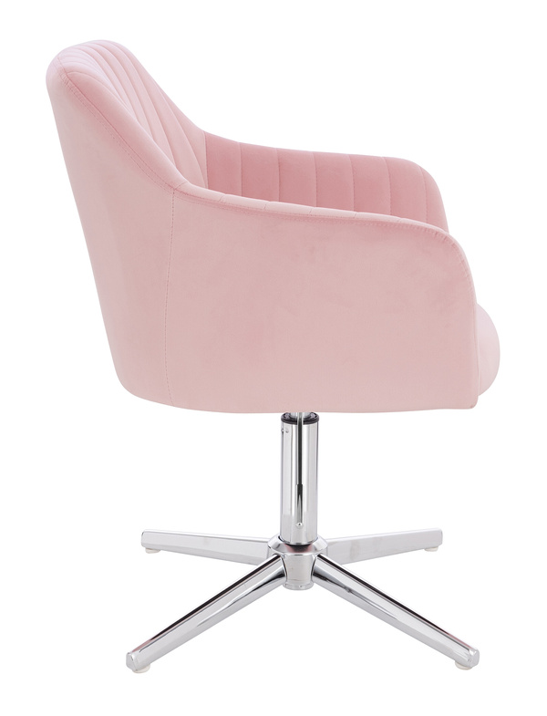 HR190CROSS Scaun Roz Pudra din Catifea cu Bază Cromata
