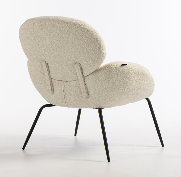 HR2045 Scaun Crem Boucle cu Bază Neagră