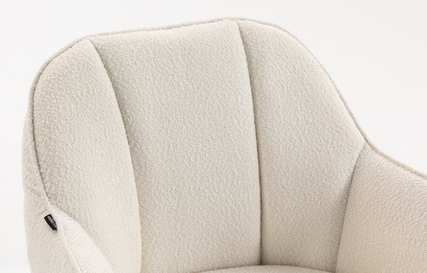 HR2055N Scaun Crem din Boucle cu Bază Cromata