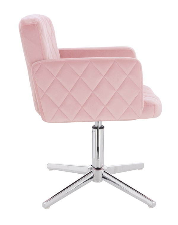 HR802CROSS Scaun Roz Pudra din Catifea cu Bază Cromata