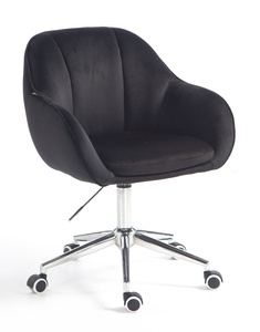 HR2055K Scaun Neagră din Catifea cu Bază Cromata