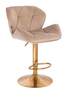 HR111W Scaun Latte Velur Bază Aurie