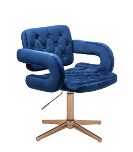 HR8403CROSS Scaun Catifea Bleumarin Bază Aurie