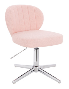 HR193CROSS Scaun Roz Pudra Boucle cu Bază Cromata