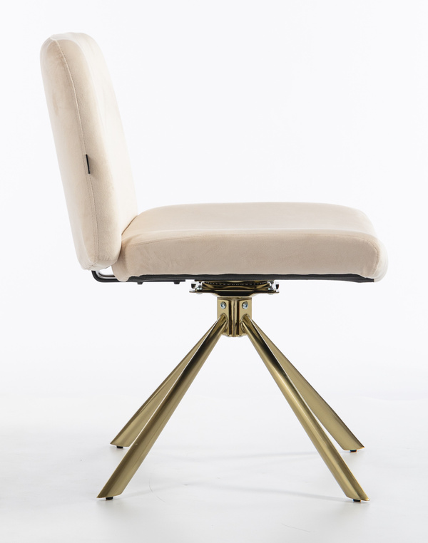 HR150 BAZĂ STEA Scaun Crem din Catifea cu Bază Aurie