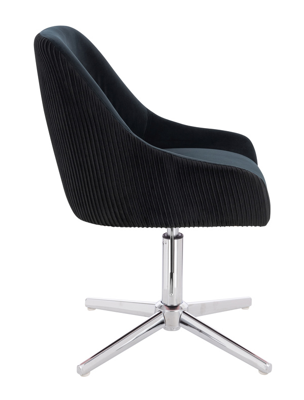 HR920CROSS Scaun Neagră din Catifea cu Bază Cromata