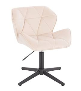 HR111CROSS Scaun Crem Catifea cu Bază Neagră