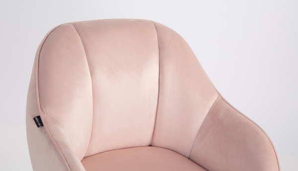 HR2055N Scaun Roz Pudra din Catifea cu Bază Aurie