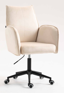 HR280K Scaun Crem din Catifea cu Bază Neagră