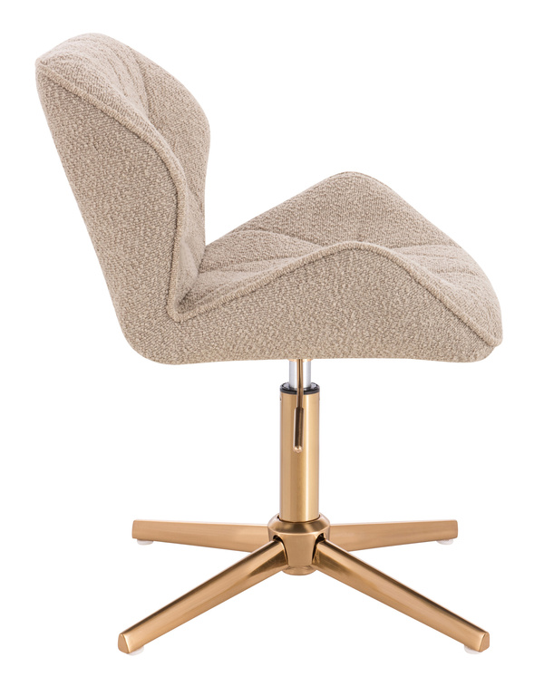 HR111CROSS Scaun Latte Boucle cu Bază Aurie