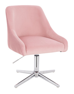 HR920CROSS Scaun Roz Pudra din Catifea cu Bază Cromata