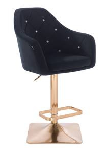 HR830KW Scaun Catifea Negru cu Bază Aurie