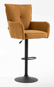 HR250W Scaun Catifea Reiată Premium Ruloare Curry Galben Bază Neagră