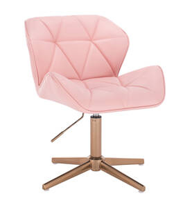 HC111CROSS Scaun Roz Piele Ecologica cu Bază Aurie