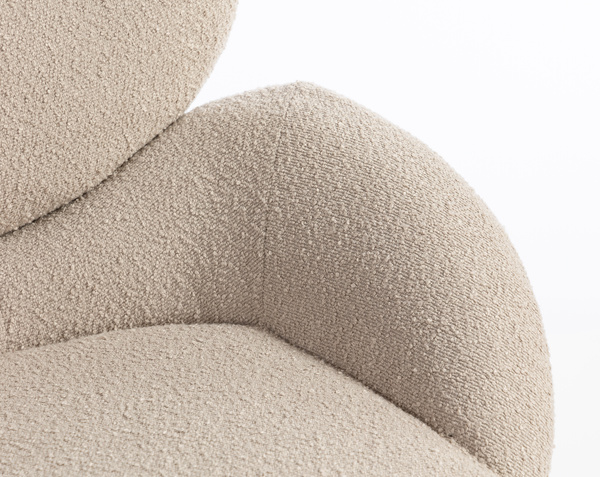 HR2045 Scaun Latte Boucle cu Bază Neagră