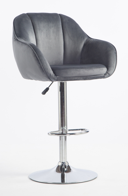 HR2055W Scaun Grafit din Catifea cu Bază Cromata