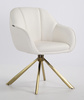HR2055N Scaun Alb din Piele Ecologica cu Bază Aurie