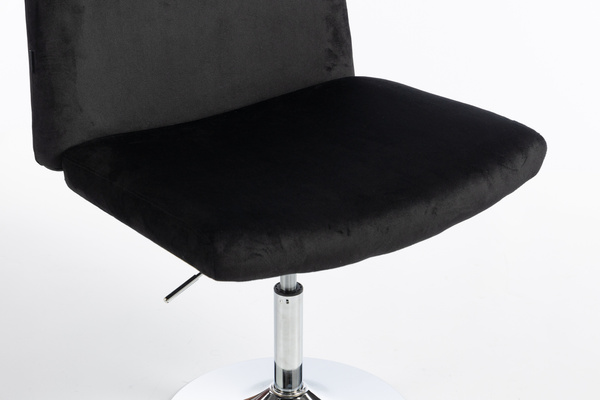 HR150N Scaun Neagră din Catifea cu Bază Cromata