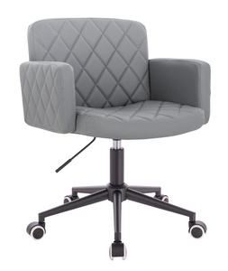 HR802K Scaun Gri din Piele Ecologica cu Bază Neagră