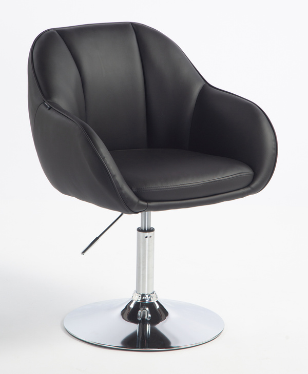 HR2055N Scaun Neagră din Piele Ecologica cu Bază Cromata