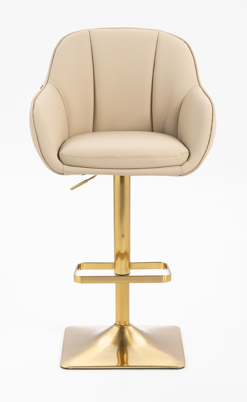 HR2055KW Scaun Crem din Piele Ecologica cu Bază Aurie
