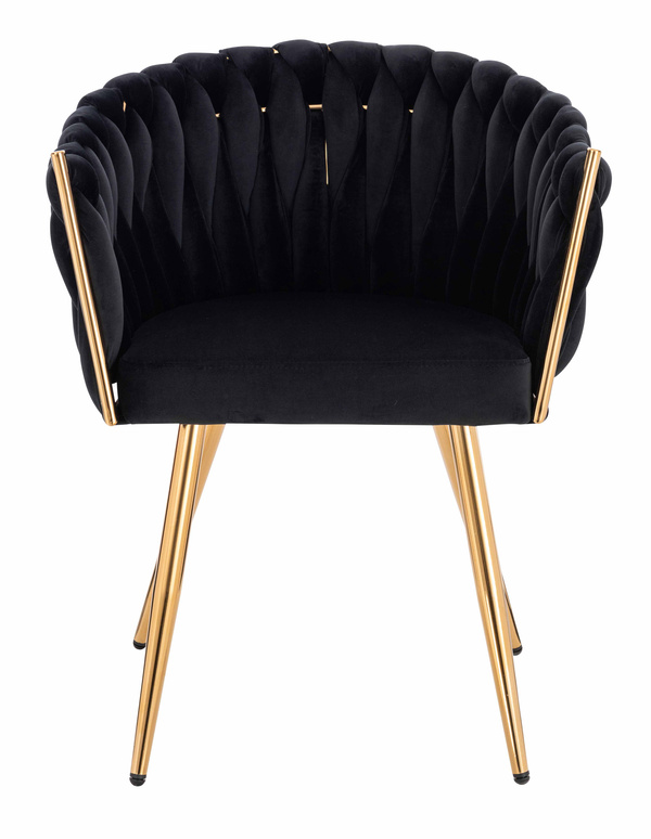 HR750 Scaun cu picioare Aurie Neagră din Catifea