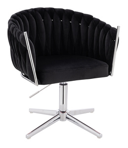 HR750CROSS Scaun Neagră din Catifea cu Bază Cromata