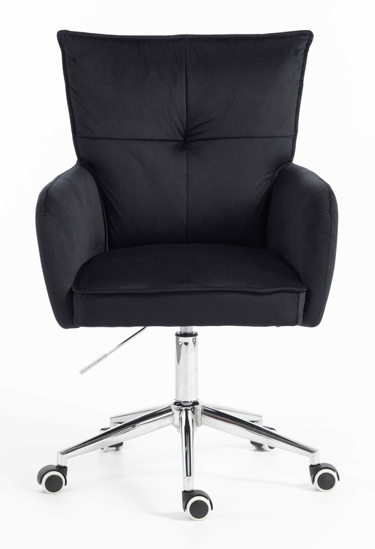 HR250K Scaun Catifea Neagră Bază Cromata