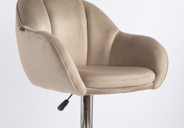 HR2055W Scaun Latte din Catifea cu Bază Cromata