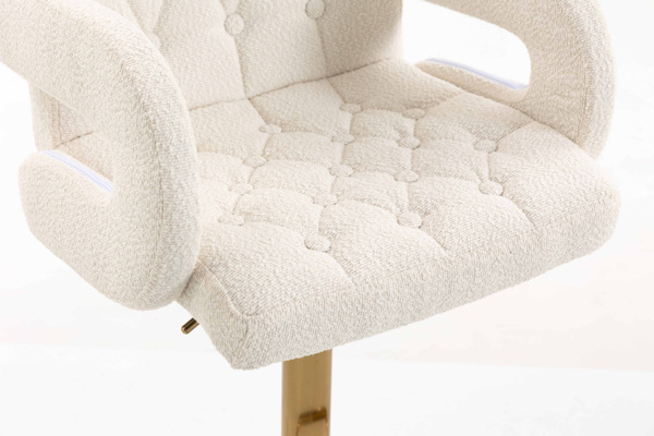 HR8404W Scaun Crem Boucle cu Bază Aurie