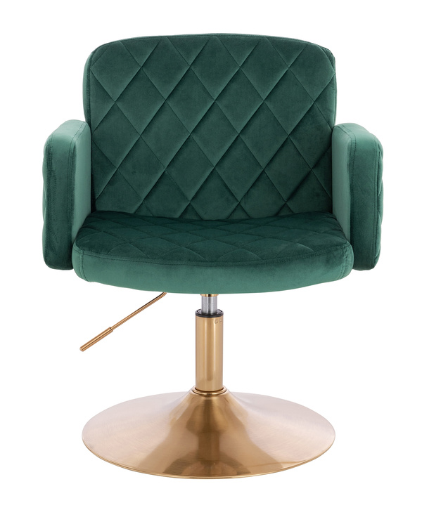 HR802N Scaun Verde din Catifea cu Bază Aurie