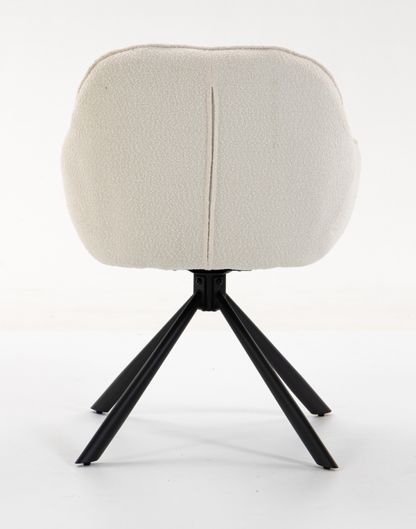 HR2055 BAZĂ STEA Scaun Crem din Boucle cu Bază Neagră
