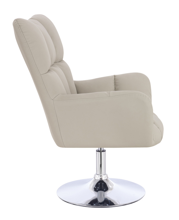 HR650N Scaun Ecru Piele Ecologica Premium Soft cu Bază Cromata