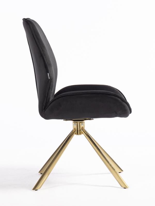 HR350 BAZĂ STEA Scaun Neagră din Catifea Bază Aurie