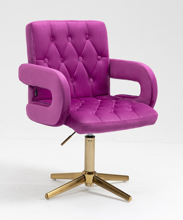 HR8404CROSS Scaun Catifea Fucsia cu Bază Aurie