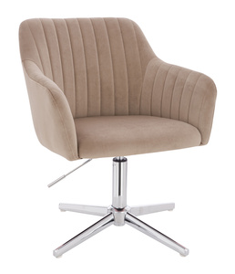 HR190CROSS Scaun Latte din Catifea cu Bază Cromata