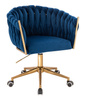 HR750K Scaun Bleumarin din Catifea cu Bază Aurie