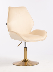 HR350N Scaun Crem din Catifea Bază Aurie
