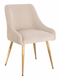 HR920 Scaun cu picioare aurii Crem din Catifea