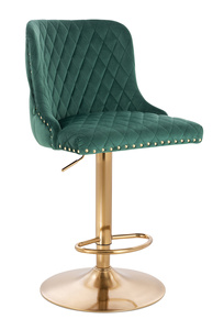 HR940W Scaun Verde din Catifea cu Bază Aurie