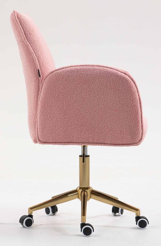 HR280K Scaun Roz Pudra Boucle cu Bază Aurie