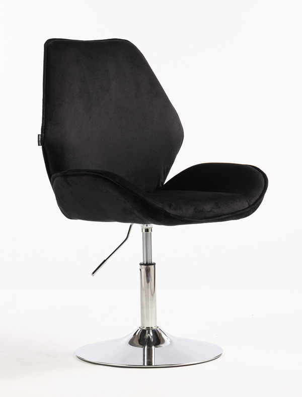 HR350N Scaun Neagră din Catifea Bază Cromata
