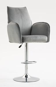 HR280W Scaun Gray din Catifea cu Bază Cromata