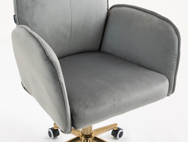 HR280K Scaun Gray din Catifea cu Bază Aurie